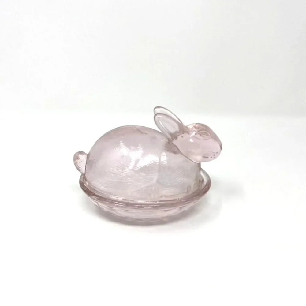 Target Colored Glass Figural Bunny Treats Candy Dish Easter Pink Clear Green